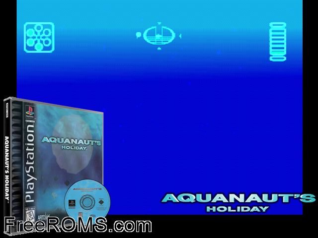 Aquanaut's Holiday PSX game showing 3D box cover and gameplay screenshot