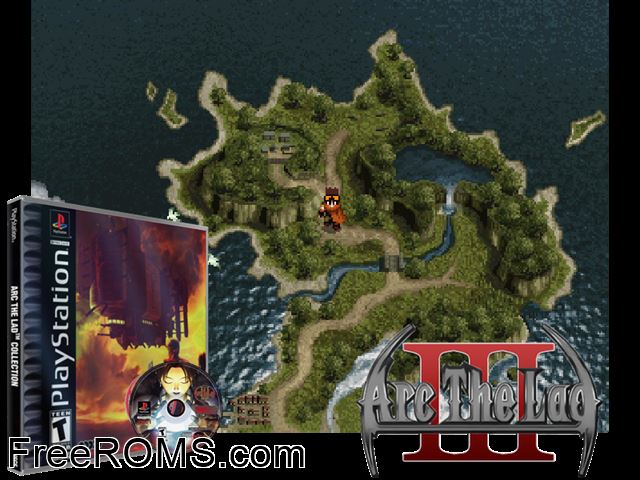 Arc The Lad Collection - Arc The Lad III (Disc 1) PSX game showing 3D box cover and gameplay screenshot
