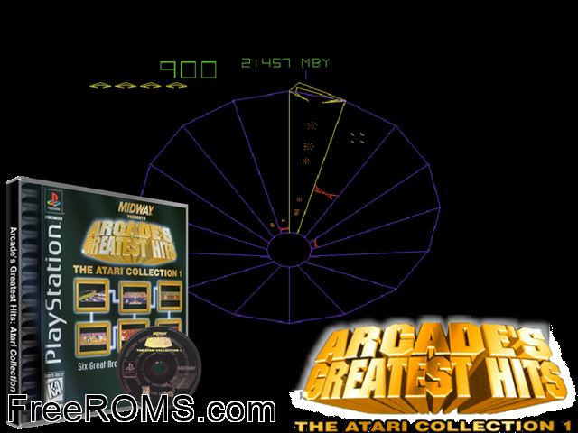 Arcade's Greatest Hits - The Atari Collection 1 PSX game showing 3D box cover and gameplay screenshot