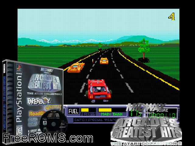 Arcade's Greatest Hits - The Atari Collection 2 PSX game showing 3D box cover and gameplay screenshot