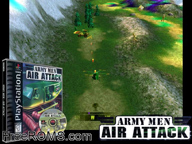 Army Men - Air Attack PSX game showing 3D box cover and gameplay screenshot