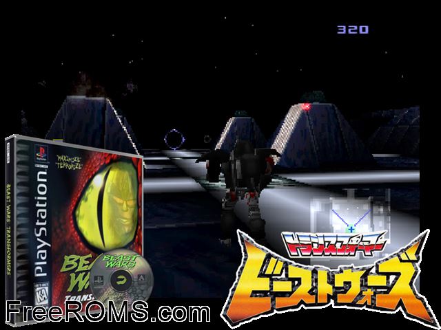Beast Wars - Transformers PSX game showing 3D box cover and gameplay screenshot