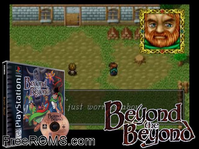 Beyond The Beyond PSX game showing 3D box cover and gameplay screenshot