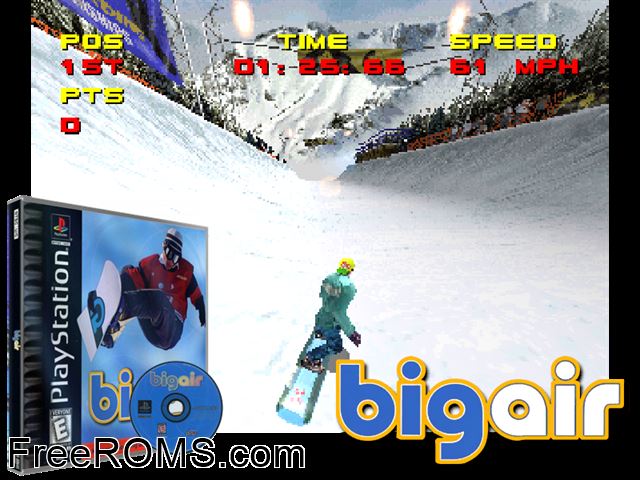 Big Air PSX game showing 3D box cover and gameplay screenshot