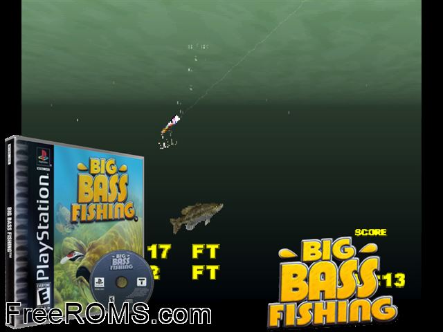 Big Bass Fishing PSX game showing 3D box cover and gameplay screenshot