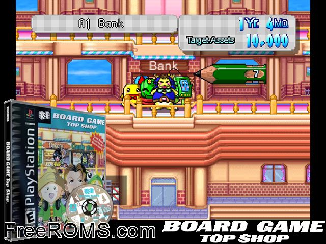 Board Game - Top Shop PSX game showing 3D box cover and gameplay screenshot