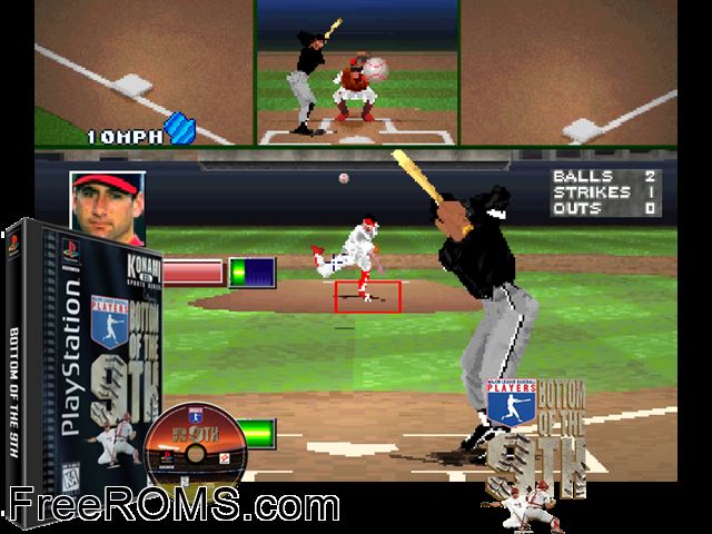 Bottom of the Ninth PSX game showing 3D box cover and gameplay screenshot