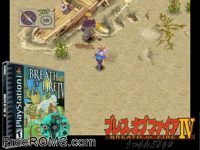 Breath Of Fire IV PSX game showing 3D box cover and gameplay screenshot