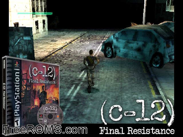 C-12 - Final Resistance PSX game showing 3D box cover and gameplay screenshot