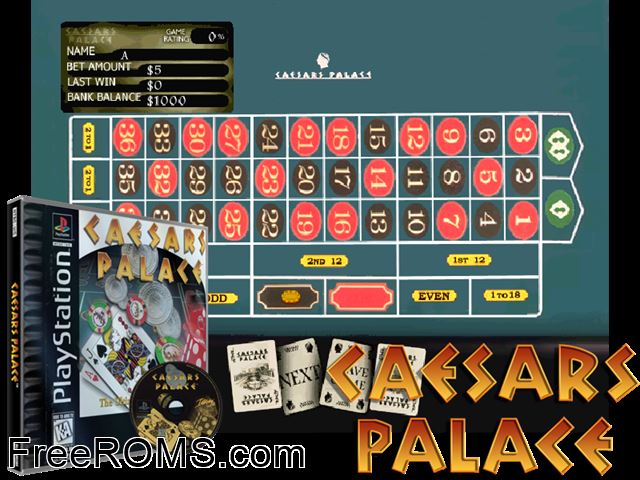 Caesar's Palace PSX game showing 3D box cover and gameplay screenshot