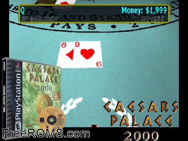 Caesars Palace 2000 - Millennium Gold Edition PSX game showing 3D box cover and gameplay screenshot
