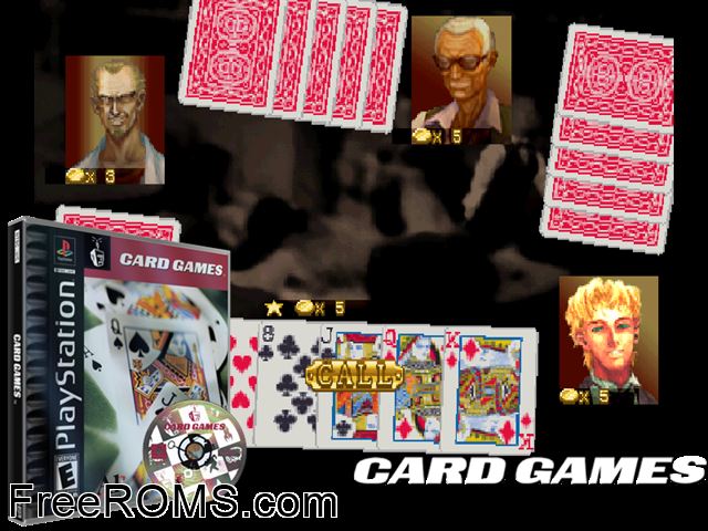 Card Games PSX game showing 3D box cover and gameplay screenshot