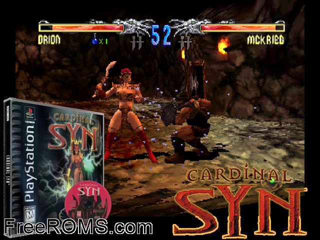 Cardinal Syn PSX game showing 3D box cover and gameplay screenshot