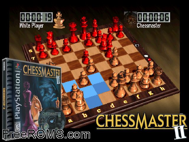 Chessmaster II PSX game showing 3D box cover and gameplay screenshot