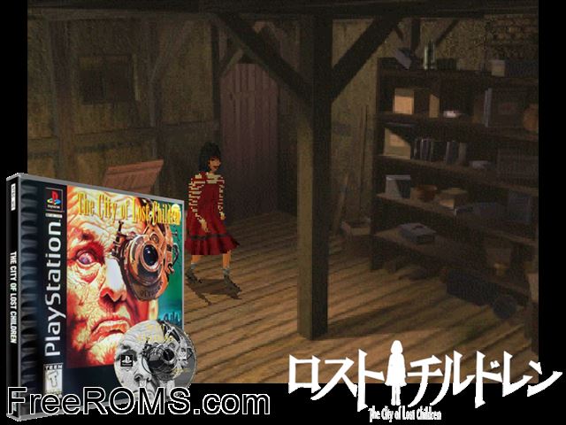 City of Lost Children PSX game showing 3D box cover and gameplay screenshot