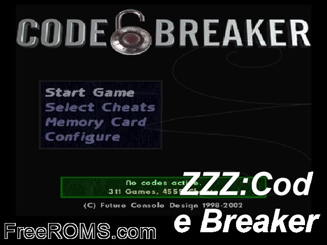 Code Breaker Version 3 (Unl) PSX game showing 3D box cover and gameplay screenshot