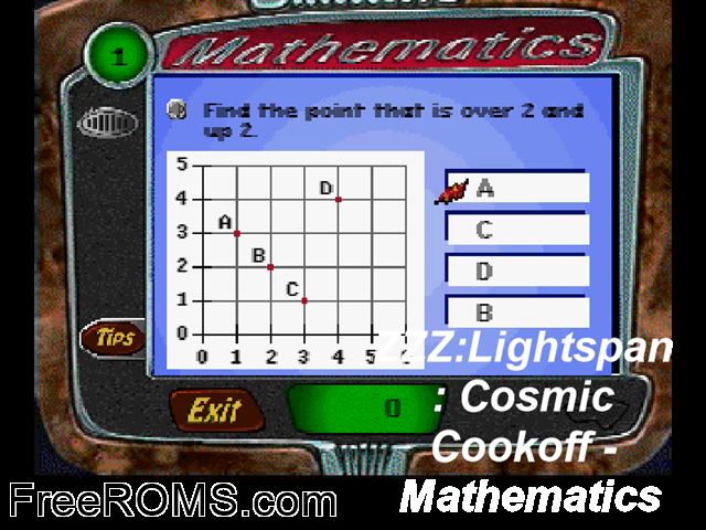 Cosmic Cookoff - Mathematics PSX game showing 3D box cover and gameplay screenshot