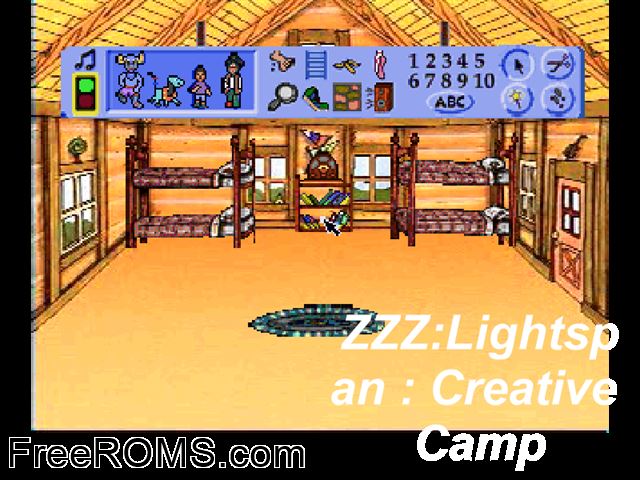 Creative Camp PSX game showing 3D box cover and gameplay screenshot