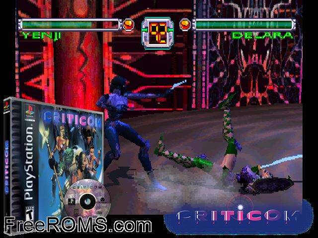 Criticom PSX game showing 3D box cover and gameplay screenshot