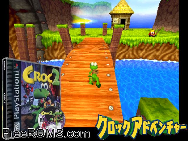 Croc 2 PSX game showing 3D box cover and gameplay screenshot