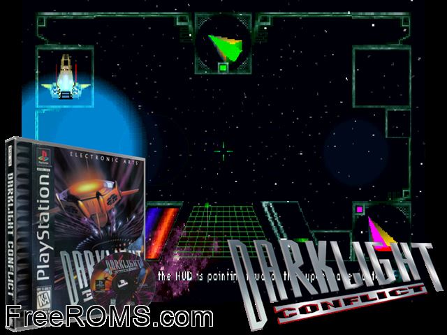 Darklight Conflict PSX game showing 3D box cover and gameplay screenshot