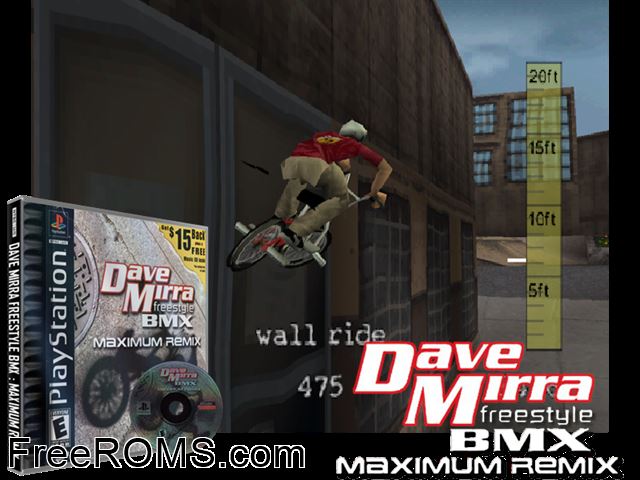Dave Mirra Freestyle BMX - Maximum Remix PSX game showing 3D box cover and gameplay screenshot