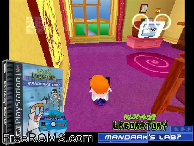 Dexters Laboratory - Mandarks Lab PSX game showing 3D box cover and gameplay screenshot