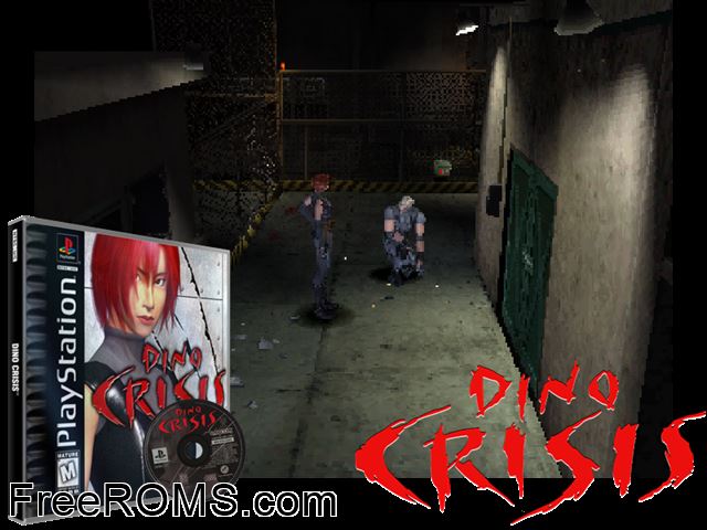Dino Crisis (Demo) PSX game showing 3D box cover and gameplay screenshot