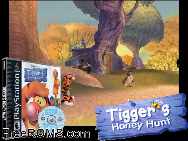 Disney Presents Tiggers Honey Hunt PSX game showing 3D box cover and gameplay screenshot