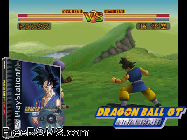 Dragonball GT - Final Bout PSX game showing 3D box cover and gameplay screenshot