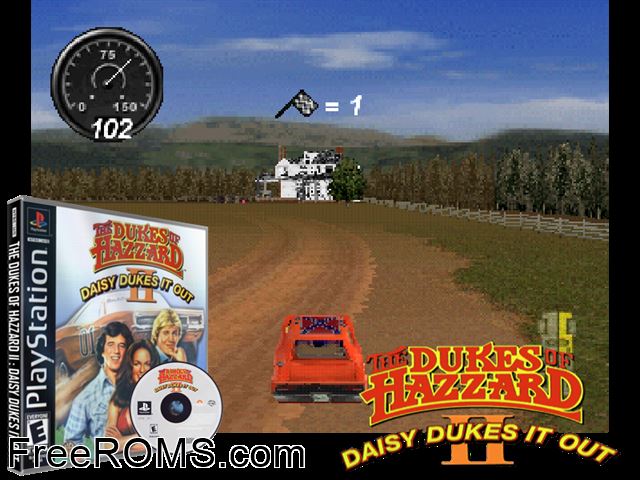 Dukes Of Hazzard II, The - Daisy Dukes It Out PSX game showing 3D box cover and gameplay screenshot