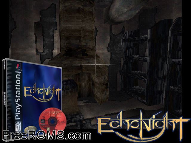 Echo Night PSX game showing 3D box cover and gameplay screenshot