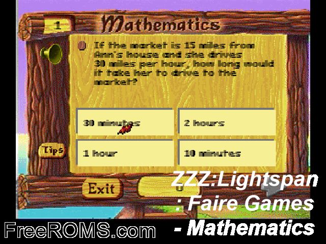 Faire Games - Mathematics PSX game showing 3D box cover and gameplay screenshot