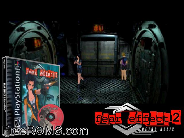 Fear Effect 2 - Retro Helix (Disc 3) PSX game showing 3D box cover and gameplay screenshot