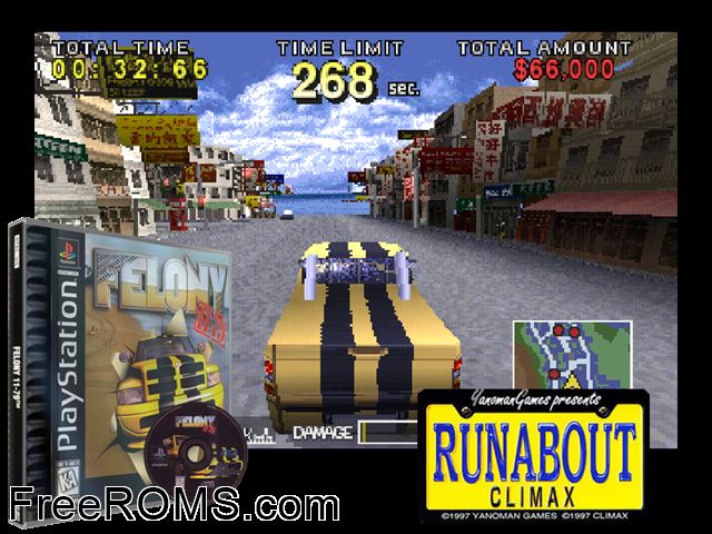 Felony 11-79 PSX game showing 3D box cover and gameplay screenshot