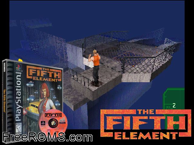 Fifth Element, The PSX game showing 3D box cover and gameplay screenshot