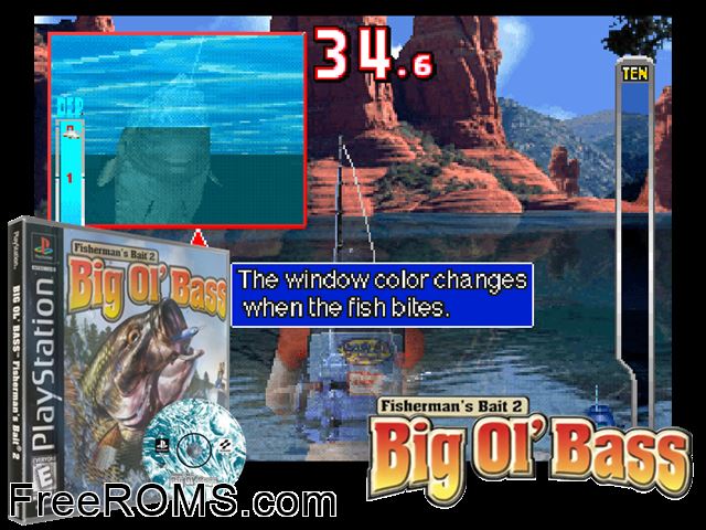 Fisherman's Bait 2 - Big Ol' Bass PSX game showing 3D box cover and gameplay screenshot