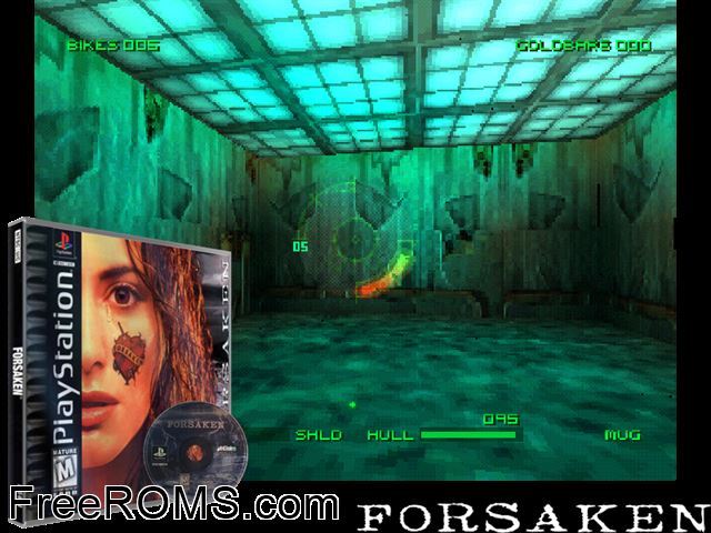 Forsaken PSX game showing 3D box cover and gameplay screenshot