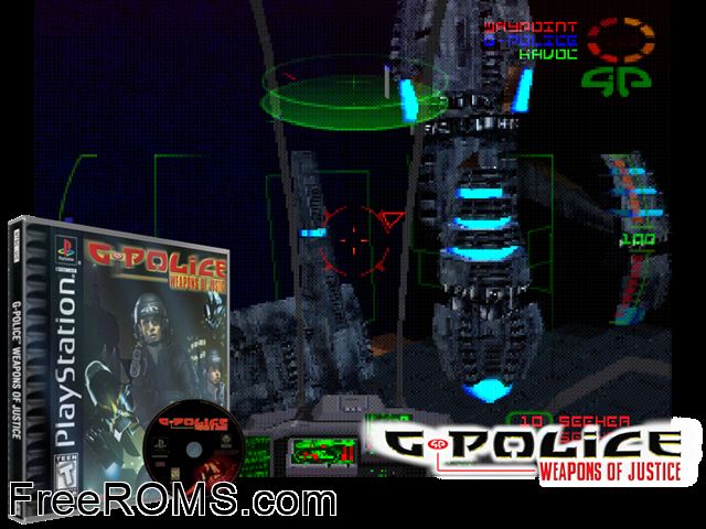 G-Police 2 - Weapons Of Justice PSX game showing 3D box cover and gameplay screenshot