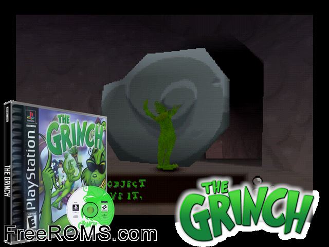 Grinch, The PSX game showing 3D box cover and gameplay screenshot