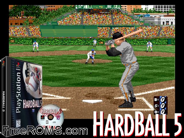 HardBall 5 PSX game showing 3D box cover and gameplay screenshot