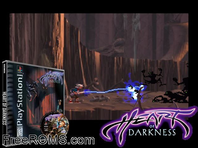 Heart Of Darkness (Disc 2) PSX game showing 3D box cover and gameplay screenshot