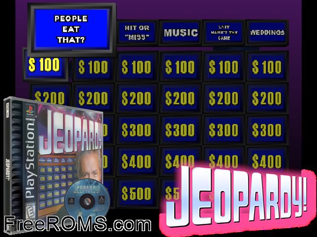 Jeopardy! PSX game showing 3D box cover and gameplay screenshot