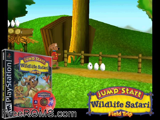 JumpStart - Wildlife Safari PSX game showing 3D box cover and gameplay screenshot