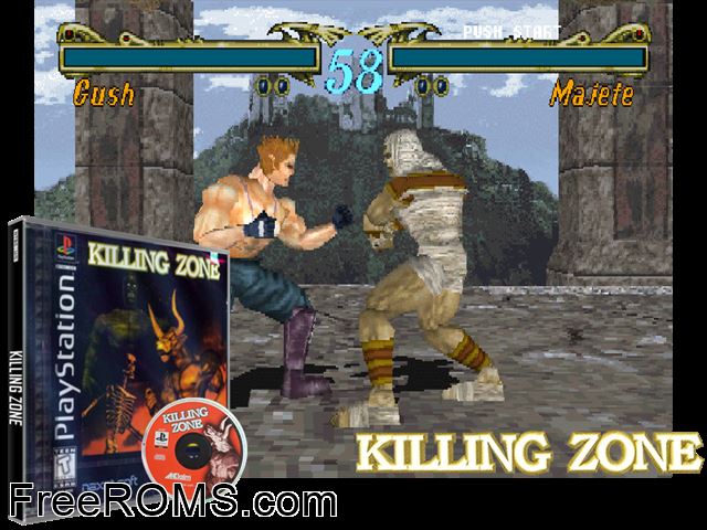 Killing Zone PSX game showing 3D box cover and gameplay screenshot