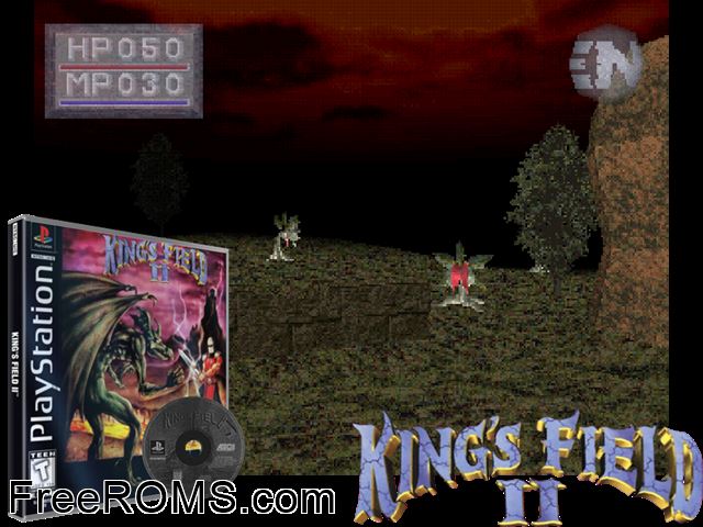 Kings Field II PSX game showing 3D box cover and gameplay screenshot