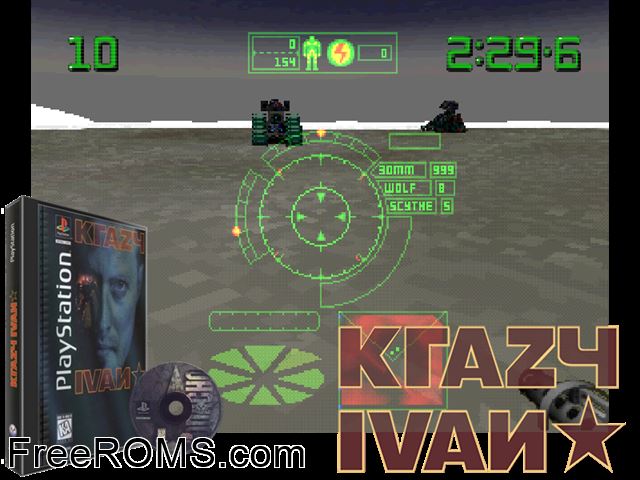 Krazy Ivan PSX game showing 3D box cover and gameplay screenshot