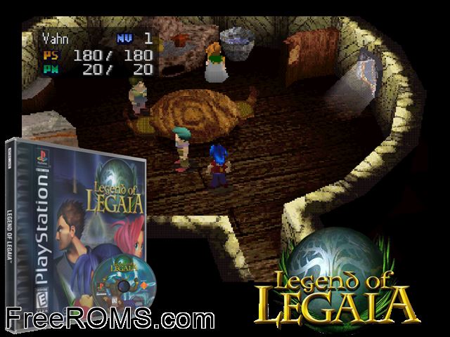 Legend Of Legaia PSX game showing 3D box cover and gameplay screenshot