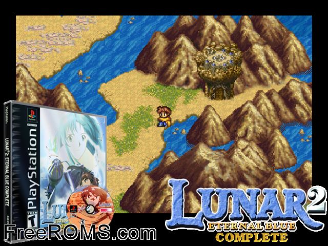 Lunar 2 - Eternal Blue Complete (Demo) PSX game showing 3D box cover and gameplay screenshot