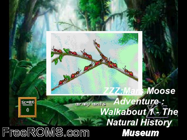 Mars Moose Adventure - Walkabout 1 - The Natural History Museum PSX game showing 3D box cover and gameplay screenshot